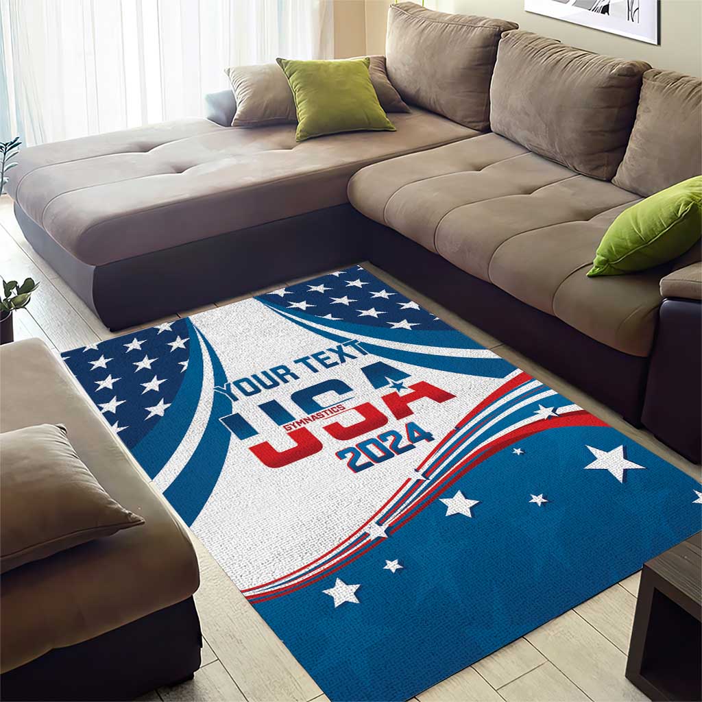 Personalized USA Gymnastics Area Rug 2024 United States Flag Curve Style - Wonder Print Shop