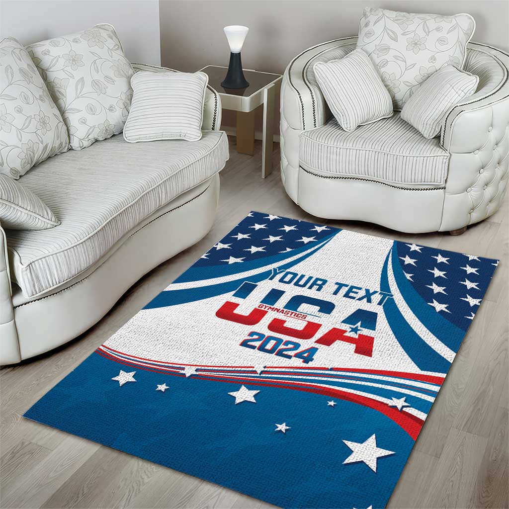 Personalized USA Gymnastics Area Rug 2024 United States Flag Curve Style - Wonder Print Shop