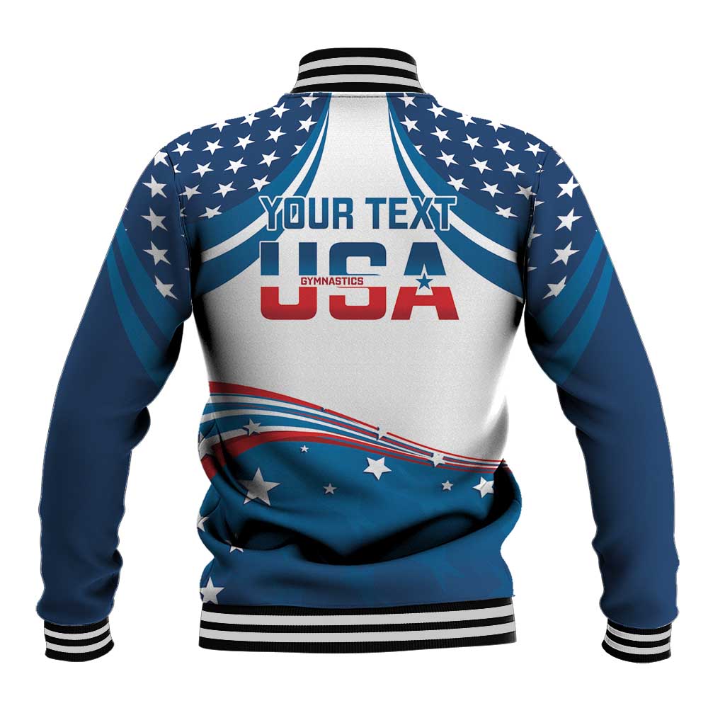 Personalized USA Gymnastics Baseball Jacket 2024 United States Flag Curve Style - Wonder Print Shop