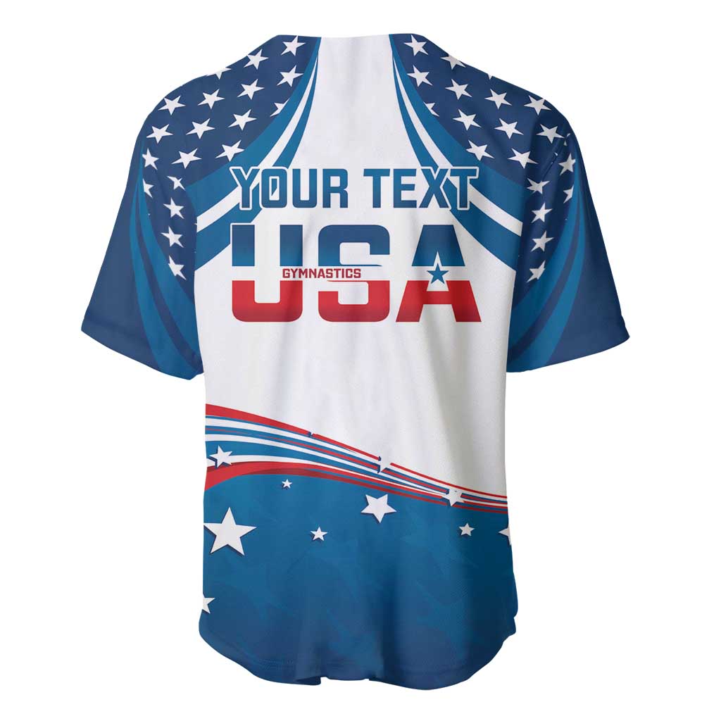 Personalized USA Gymnastics Baseball Jersey 2024 United States Flag Curve Style - Wonder Print Shop