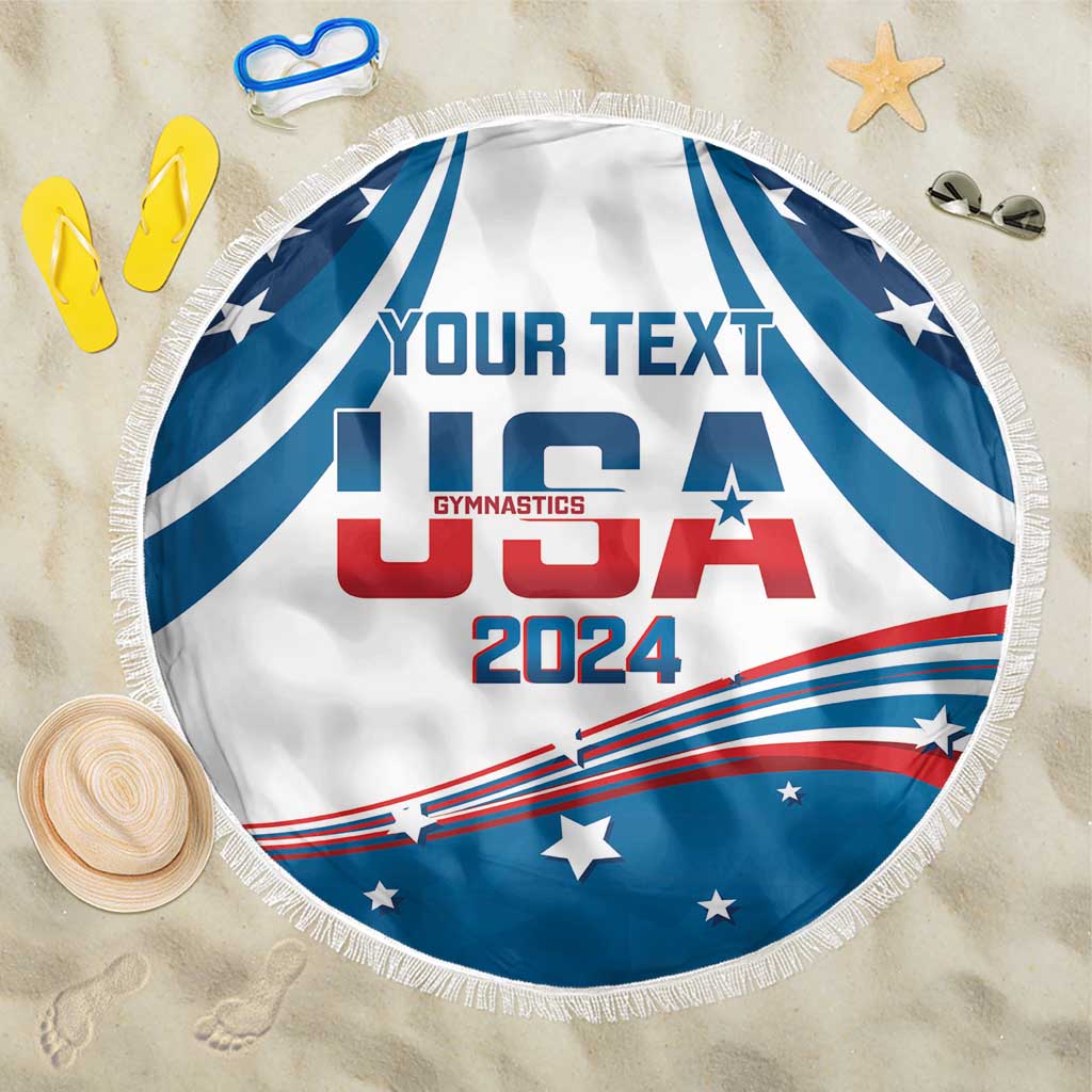 Personalized USA Gymnastics Beach Blanket 2024 United States Flag Curve Style - Wonder Print Shop