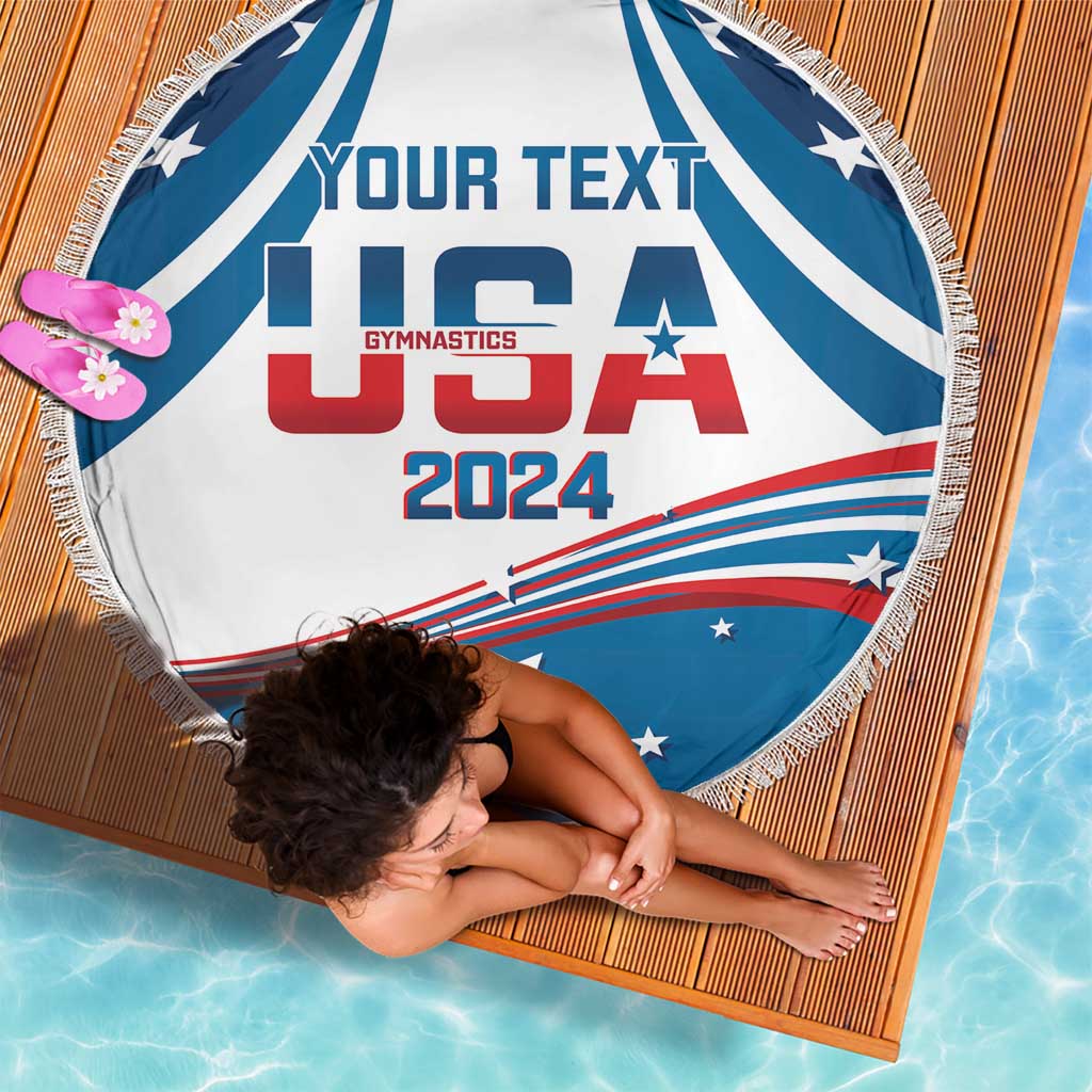 Personalized USA Gymnastics Beach Blanket 2024 United States Flag Curve Style - Wonder Print Shop