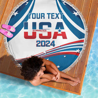 Personalized USA Gymnastics Beach Blanket 2024 United States Flag Curve Style - Wonder Print Shop