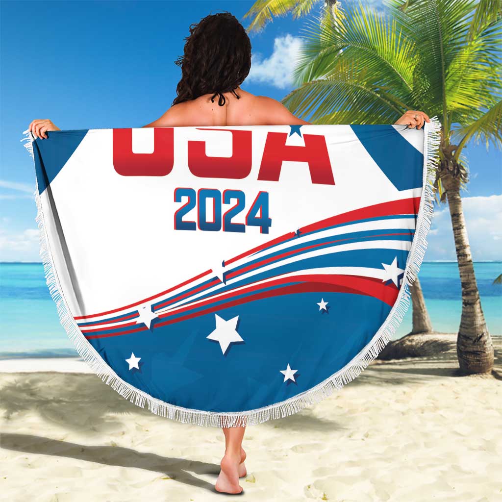 Personalized USA Gymnastics Beach Blanket 2024 United States Flag Curve Style - Wonder Print Shop