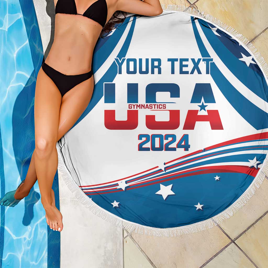 Personalized USA Gymnastics Beach Blanket 2024 United States Flag Curve Style - Wonder Print Shop