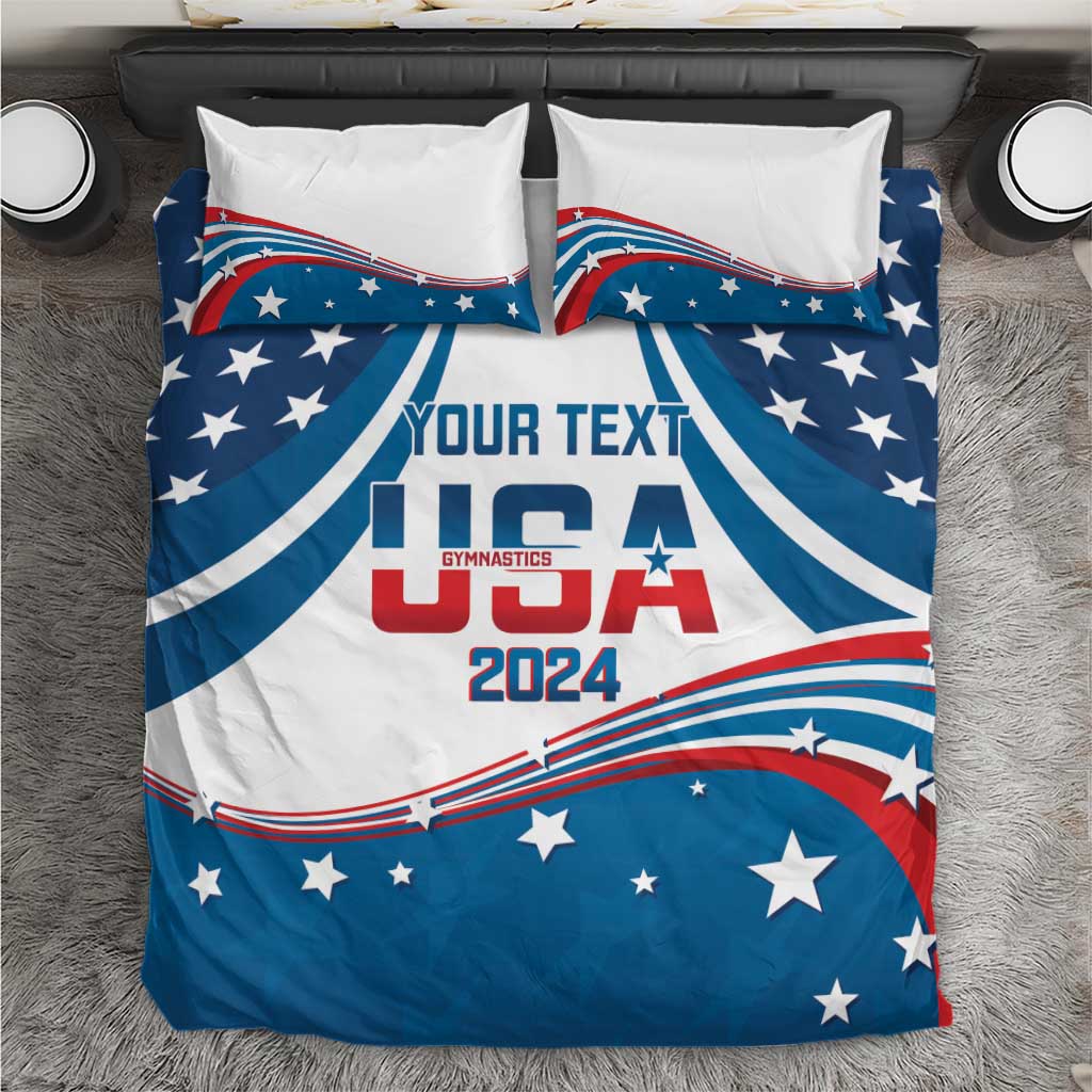 Personalized USA Gymnastics Bedding Set 2024 United States Flag Curve Style - Wonder Print Shop