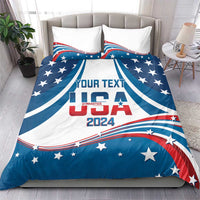 Personalized USA Gymnastics Bedding Set 2024 United States Flag Curve Style - Wonder Print Shop