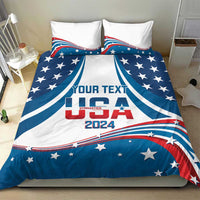 Personalized USA Gymnastics Bedding Set 2024 United States Flag Curve Style - Wonder Print Shop