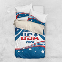 Personalized USA Gymnastics Bedding Set 2024 United States Flag Curve Style - Wonder Print Shop