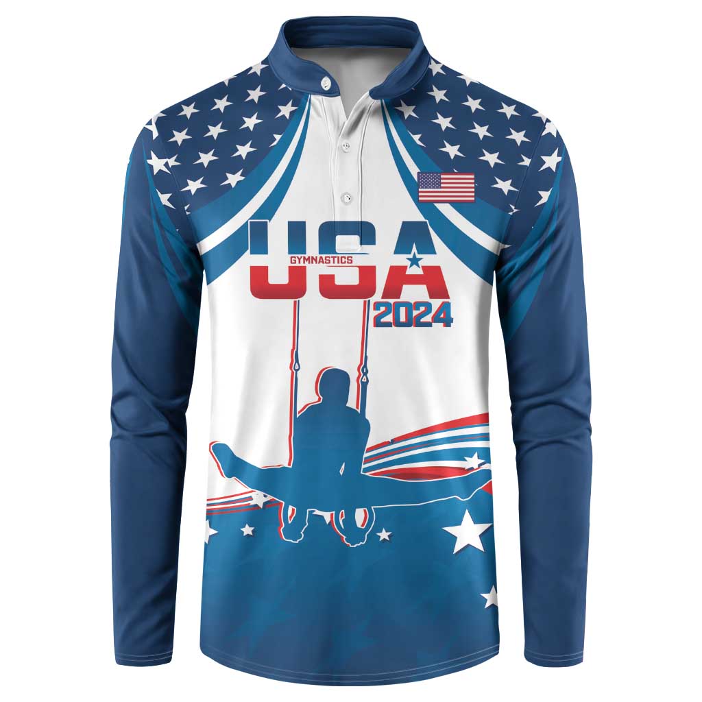 Personalized USA Gymnastics Button Sweatshirt 2024 United States Flag Curve Style - Wonder Print Shop