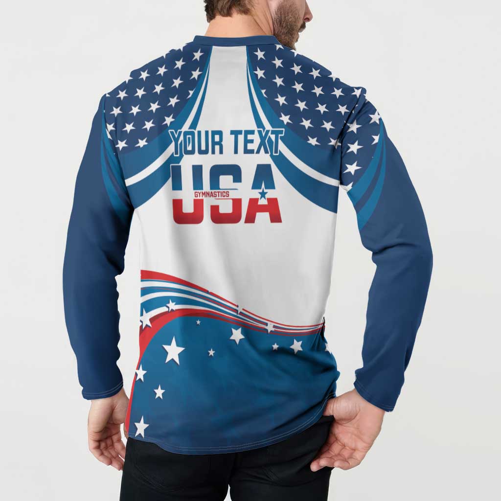 Personalized USA Gymnastics Button Sweatshirt 2024 United States Flag Curve Style - Wonder Print Shop