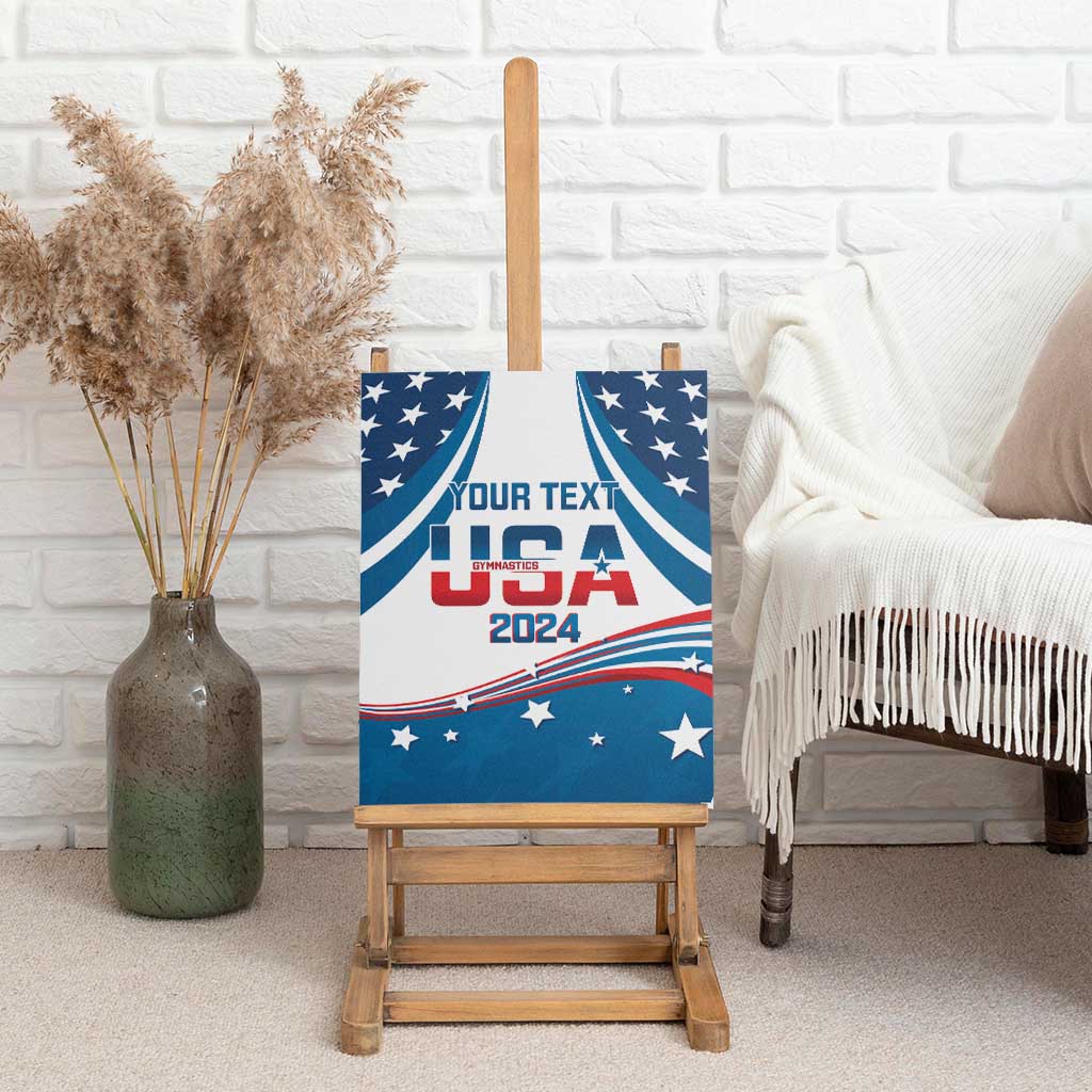 Personalized USA Gymnastics Canvas Wall Art 2024 United States Flag Curve Style - Wonder Print Shop