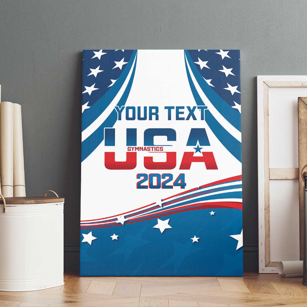 Personalized USA Gymnastics Canvas Wall Art 2024 United States Flag Curve Style - Wonder Print Shop