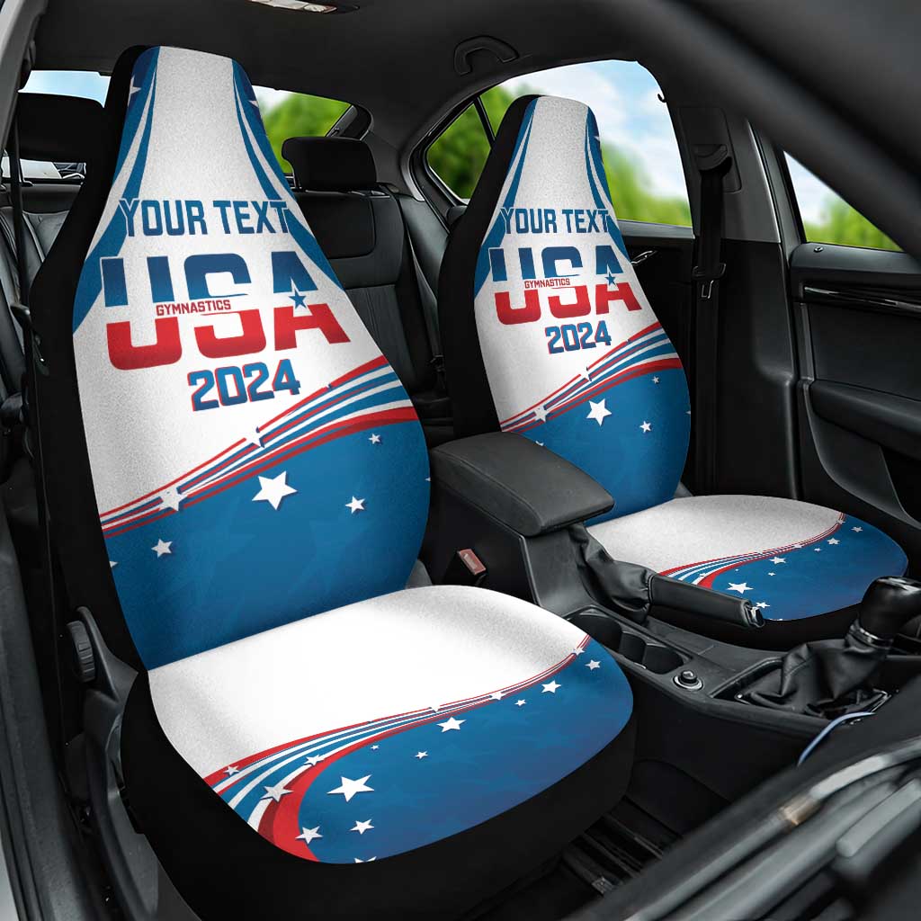 Personalized USA Gymnastics Car Seat Cover 2024 United States Flag Curve Style - Wonder Print Shop