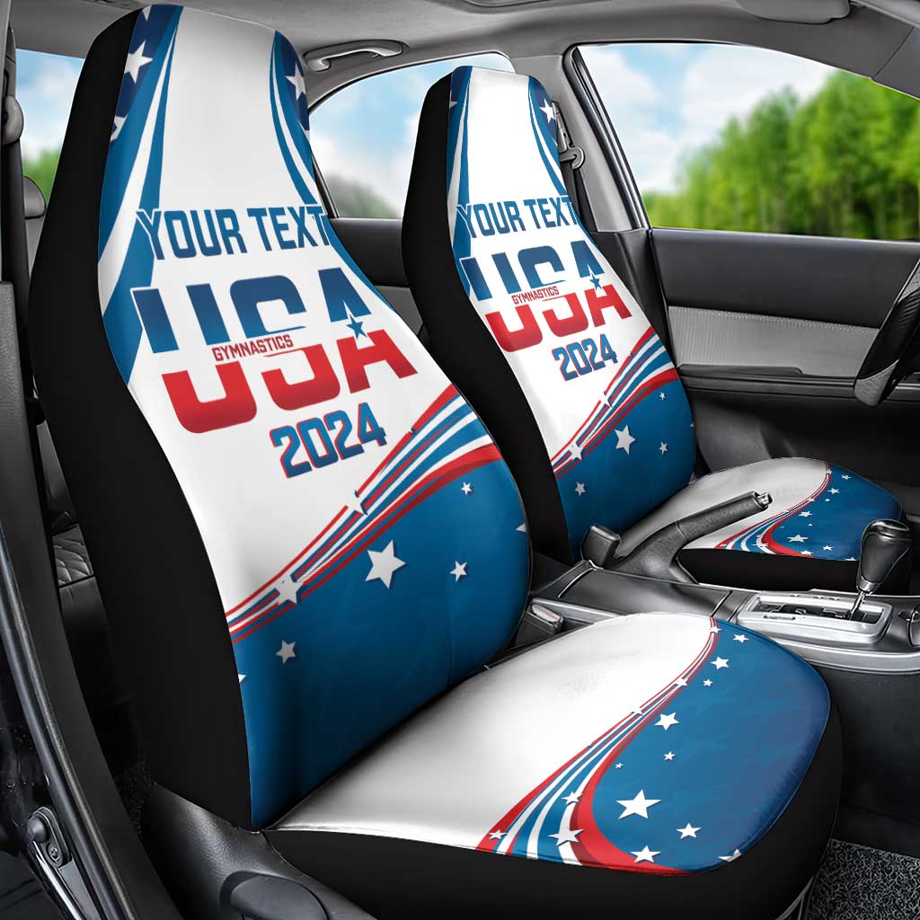Personalized USA Gymnastics Car Seat Cover 2024 United States Flag Curve Style - Wonder Print Shop