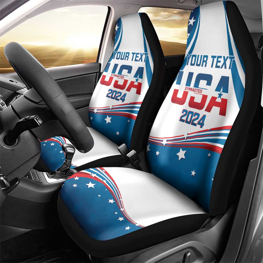 Personalized USA Gymnastics Car Seat Cover 2024 United States Flag Curve Style - Wonder Print Shop