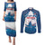Personalized USA Gymnastics Couples Matching Puletasi and Long Sleeve Button Shirt 2024 United States Flag Curve Style - Wonder Print Shop