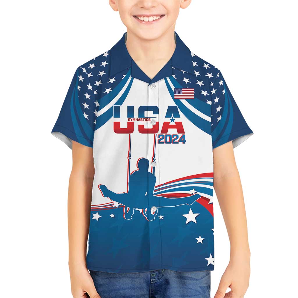 Personalized USA Gymnastics Family Matching Long Sleeve Bodycon Dress and Hawaiian Shirt 2024 United States Flag Curve Style - Wonder Print Shop