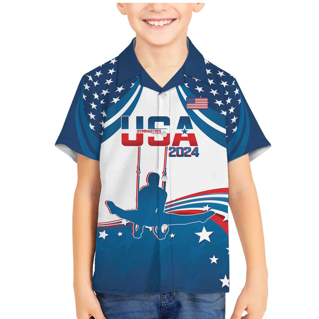 Personalized USA Gymnastics Family Matching Mermaid Dress and Hawaiian Shirt 2024 United States Flag Curve Style - Wonder Print Shop