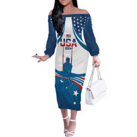 Personalized USA Gymnastics Family Matching Off The Shoulder Long Sleeve Dress and Hawaiian Shirt 2024 United States Flag Curve Style - Wonder Print Shop