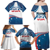 Personalized USA Gymnastics Family Matching Off Shoulder Maxi Dress and Hawaiian Shirt 2024 United States Flag Curve Style - Wonder Print Shop