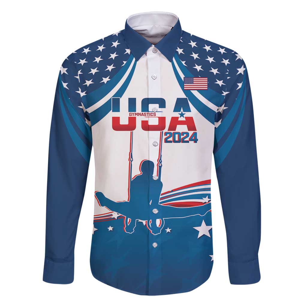 Personalized USA Gymnastics Family Matching Off Shoulder Maxi Dress and Hawaiian Shirt 2024 United States Flag Curve Style - Wonder Print Shop