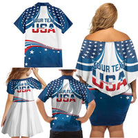 Personalized USA Gymnastics Family Matching Off Shoulder Short Dress and Hawaiian Shirt 2024 United States Flag Curve Style - Wonder Print Shop