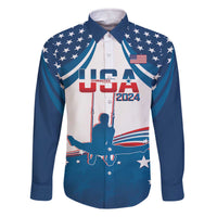 Personalized USA Gymnastics Family Matching Off Shoulder Short Dress and Hawaiian Shirt 2024 United States Flag Curve Style - Wonder Print Shop