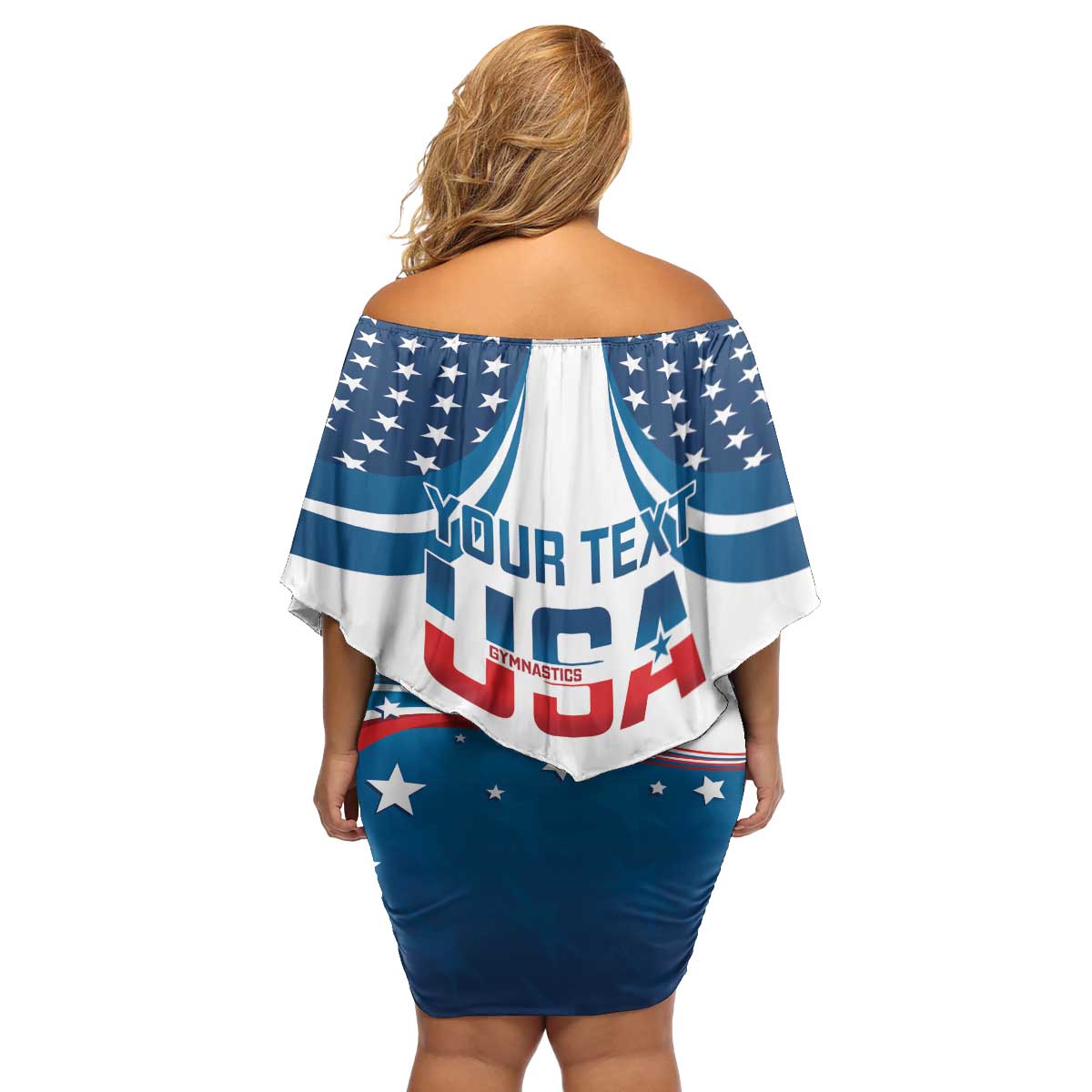 Personalized USA Gymnastics Family Matching Off Shoulder Short Dress and Hawaiian Shirt 2024 United States Flag Curve Style - Wonder Print Shop