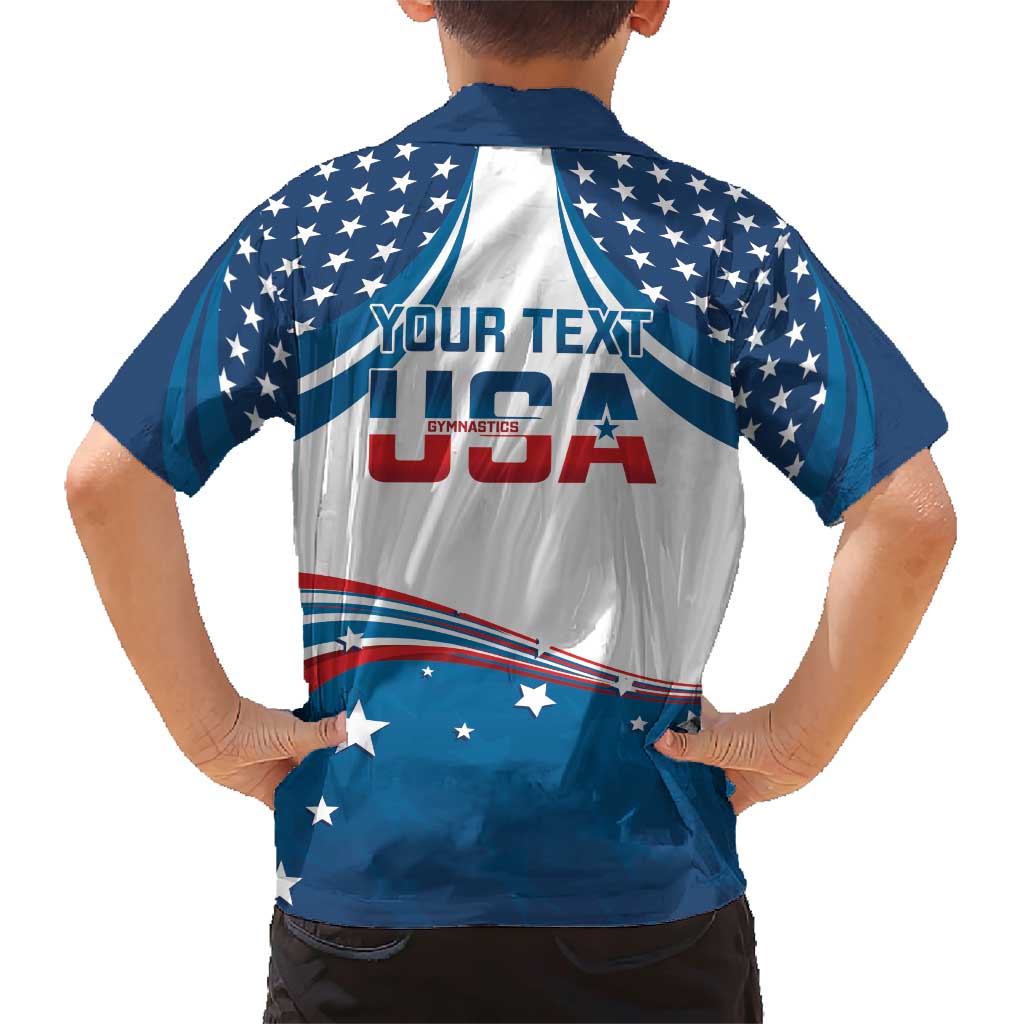Personalized USA Gymnastics Family Matching Short Sleeve Bodycon Dress and Hawaiian Shirt 2024 United States Flag Curve Style - Wonder Print Shop
