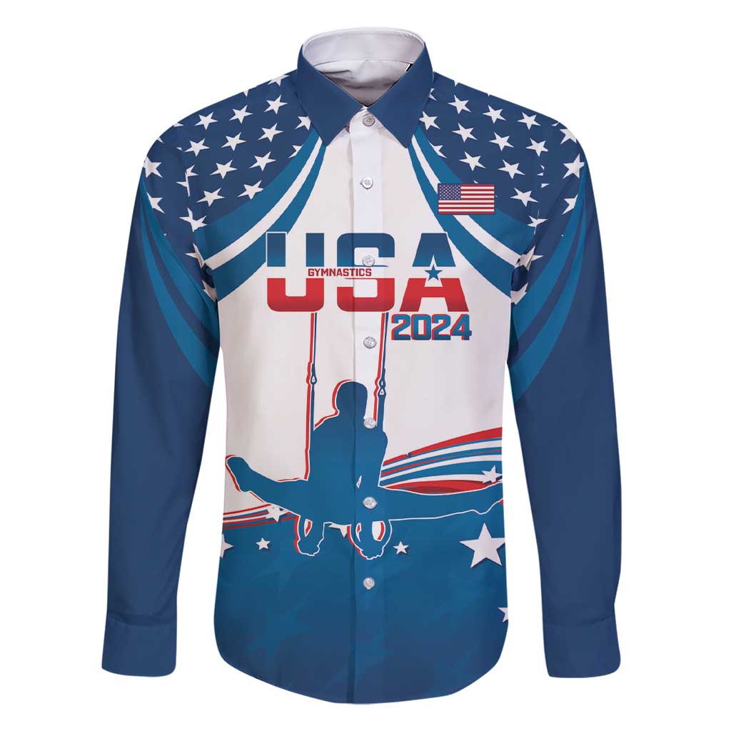 Personalized USA Gymnastics Family Matching Short Sleeve Bodycon Dress and Hawaiian Shirt 2024 United States Flag Curve Style - Wonder Print Shop