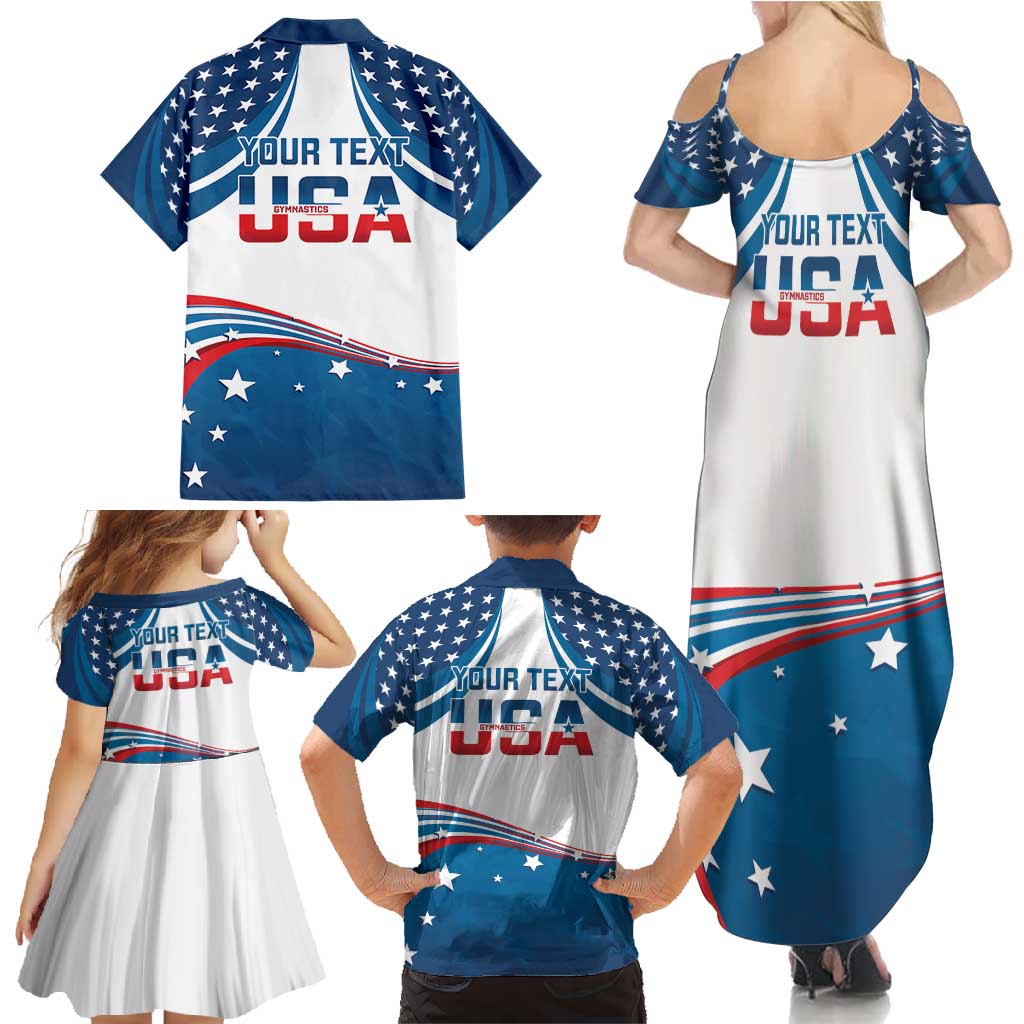 Personalized USA Gymnastics Family Matching Summer Maxi Dress and Hawaiian Shirt 2024 United States Flag Curve Style - Wonder Print Shop
