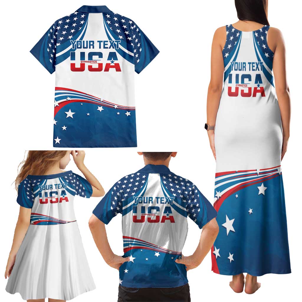 Personalized USA Gymnastics Family Matching Tank Maxi Dress and Hawaiian Shirt 2024 United States Flag Curve Style - Wonder Print Shop