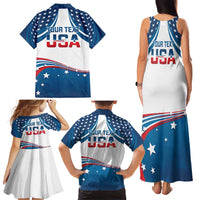Personalized USA Gymnastics Family Matching Tank Maxi Dress and Hawaiian Shirt 2024 United States Flag Curve Style - Wonder Print Shop