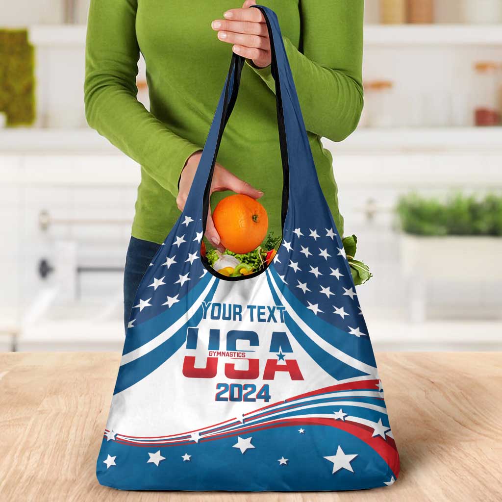 Personalized USA Gymnastics Grocery Bag United States Flag Curve Style