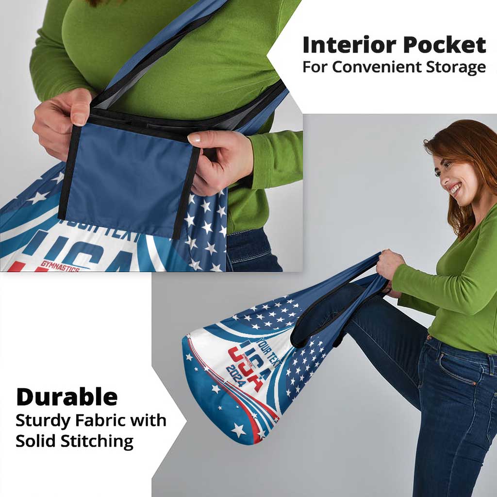 Personalized USA Gymnastics Grocery Bag United States Flag Curve Style