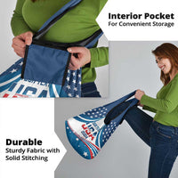 Personalized USA Gymnastics Grocery Bag United States Flag Curve Style
