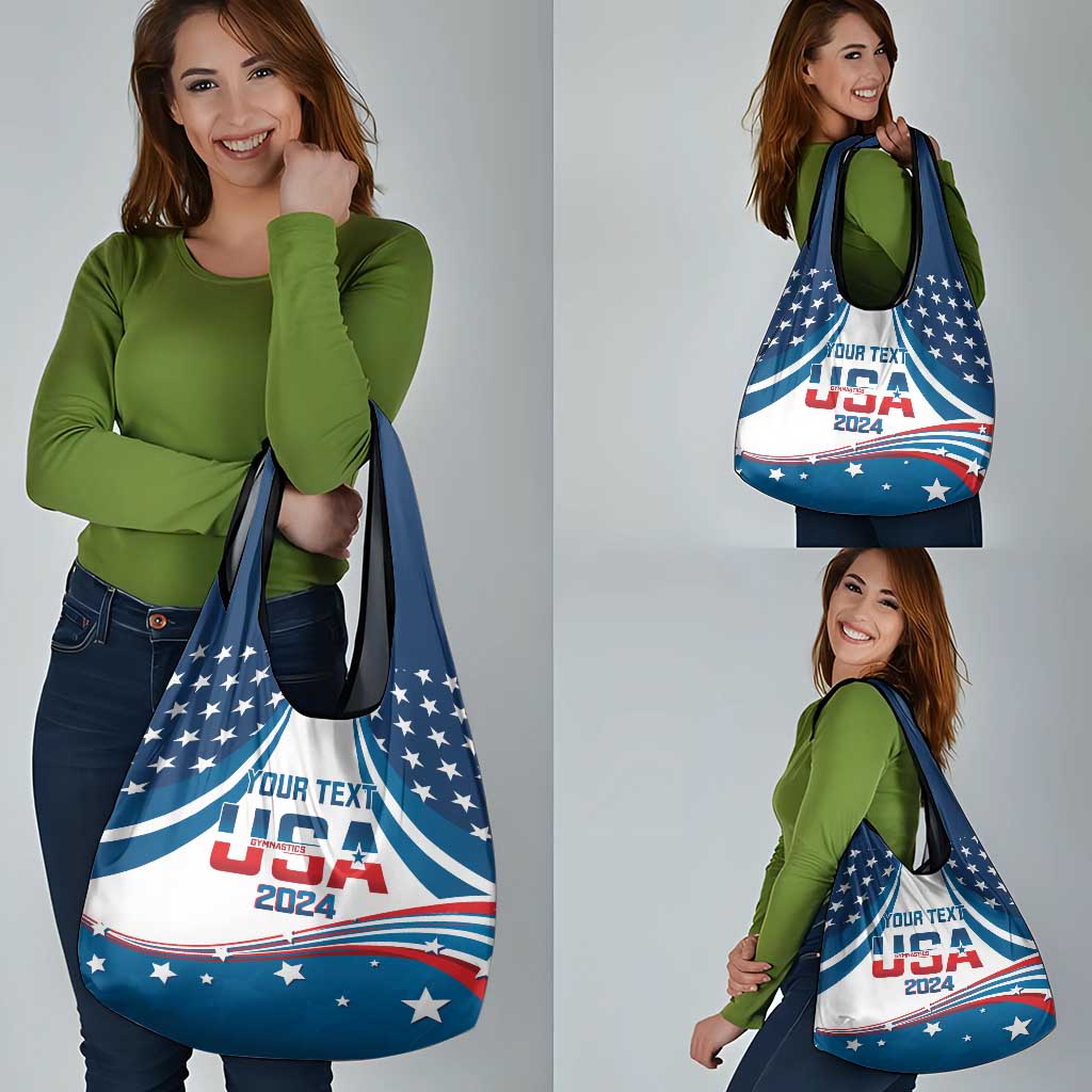 Personalized USA Gymnastics Grocery Bag United States Flag Curve Style