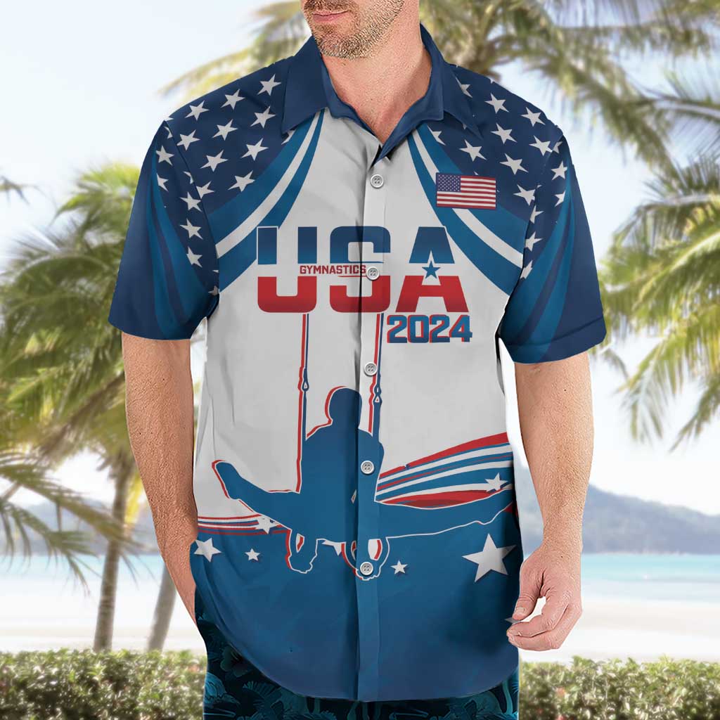Personalized USA Gymnastics Hawaiian Shirt 2024 United States Flag Curve Style - Wonder Print Shop