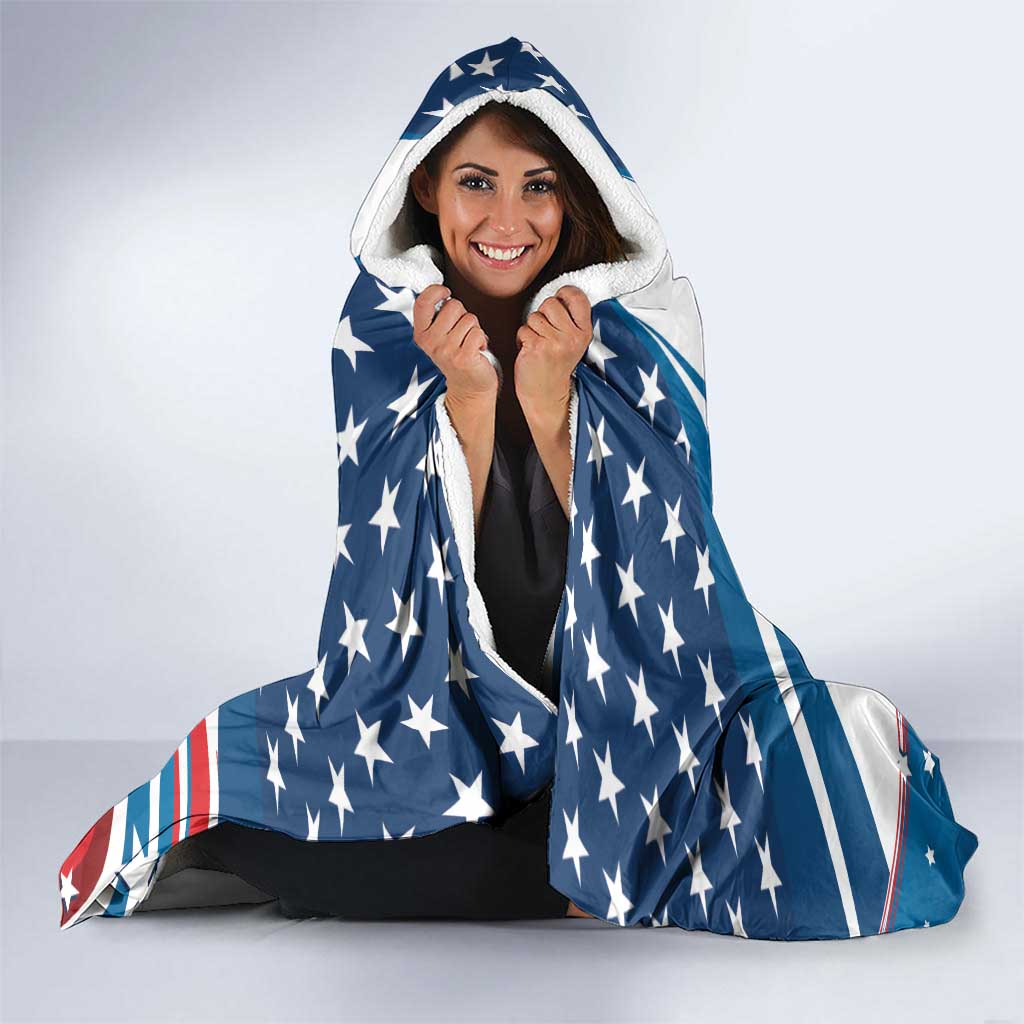 Personalized USA Gymnastics Hooded Blanket 2024 United States Flag Curve Style