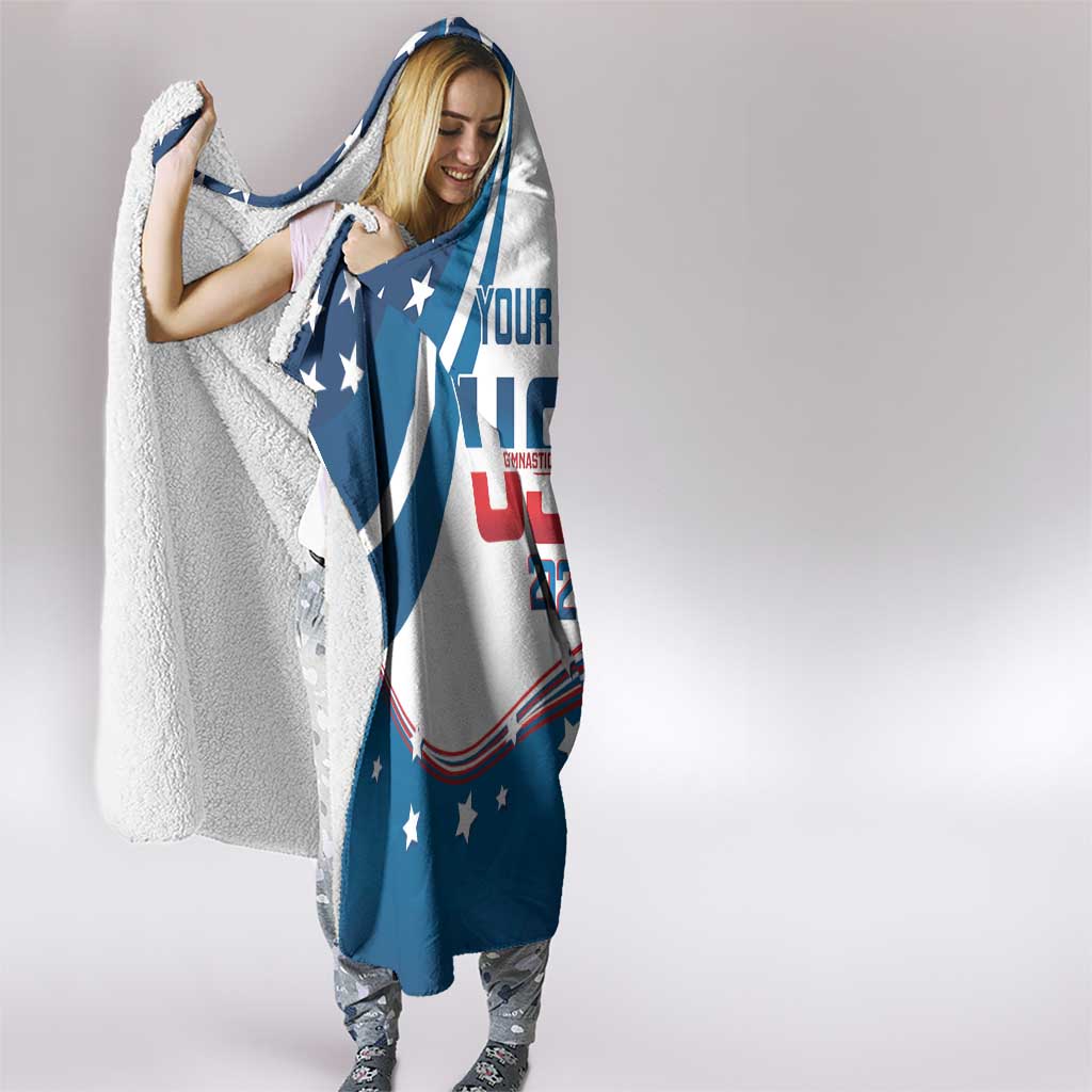 Personalized USA Gymnastics Hooded Blanket 2024 United States Flag Curve Style