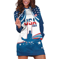 Personalized USA Gymnastics Hoodie Dress 2024 United States Flag Curve Style - Wonder Print Shop