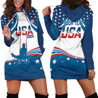 Personalized USA Gymnastics Hoodie Dress 2024 United States Flag Curve Style - Wonder Print Shop