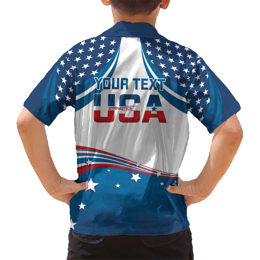 Personalized USA Gymnastics Kid Hawaiian Shirt 2024 United States Flag Curve Style - Wonder Print Shop