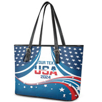 Personalized USA Gymnastics Leather Tote Bag 2024 United States Flag Curve Style - Wonder Print Shop