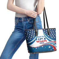 Personalized USA Gymnastics Leather Tote Bag 2024 United States Flag Curve Style - Wonder Print Shop