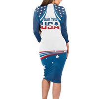 Personalized USA Gymnastics Long Sleeve Bodycon Dress 2024 United States Flag Curve Style - Wonder Print Shop