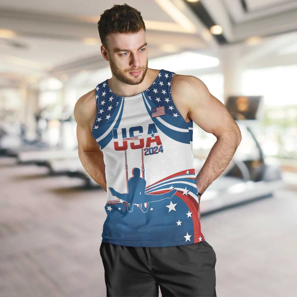 Personalized USA Gymnastics Men Tank Top 2024 United States Flag Curve Style - Wonder Print Shop