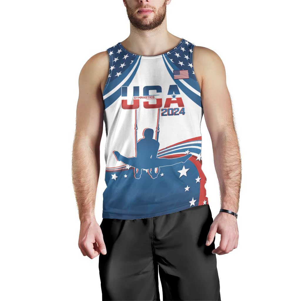 Personalized USA Gymnastics Men Tank Top 2024 United States Flag Curve Style - Wonder Print Shop