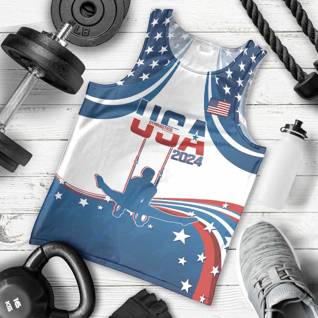Personalized USA Gymnastics Men Tank Top 2024 United States Flag Curve Style - Wonder Print Shop